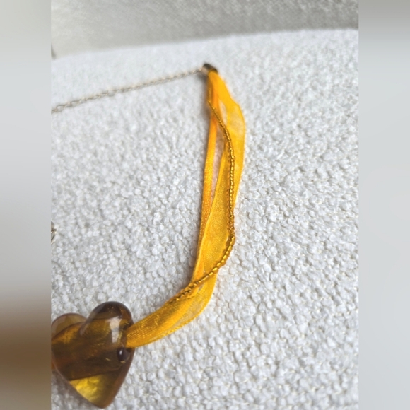 NWT Free People, Ribbon and Beaded Heart Choker, Marigold -NEW! - Picture 4 of 6